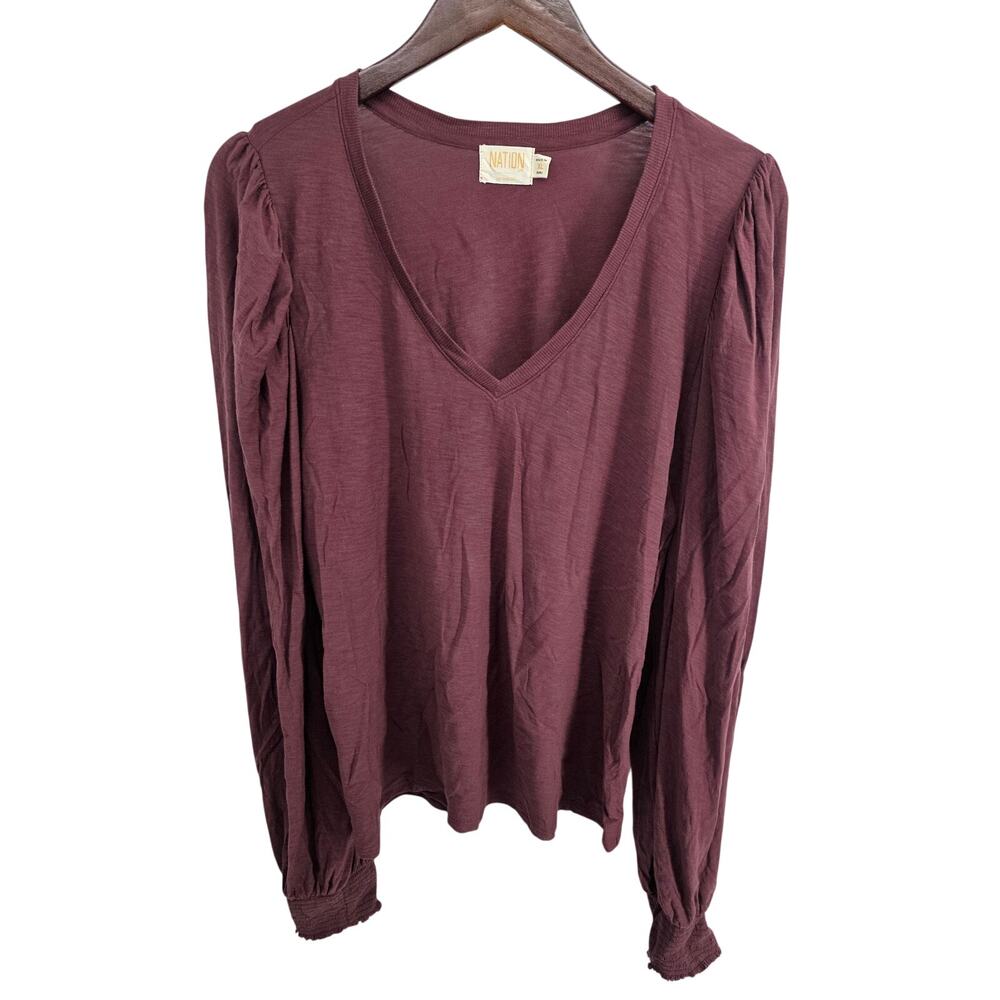 Nation Peasant Blouse Plum Purple Size XL